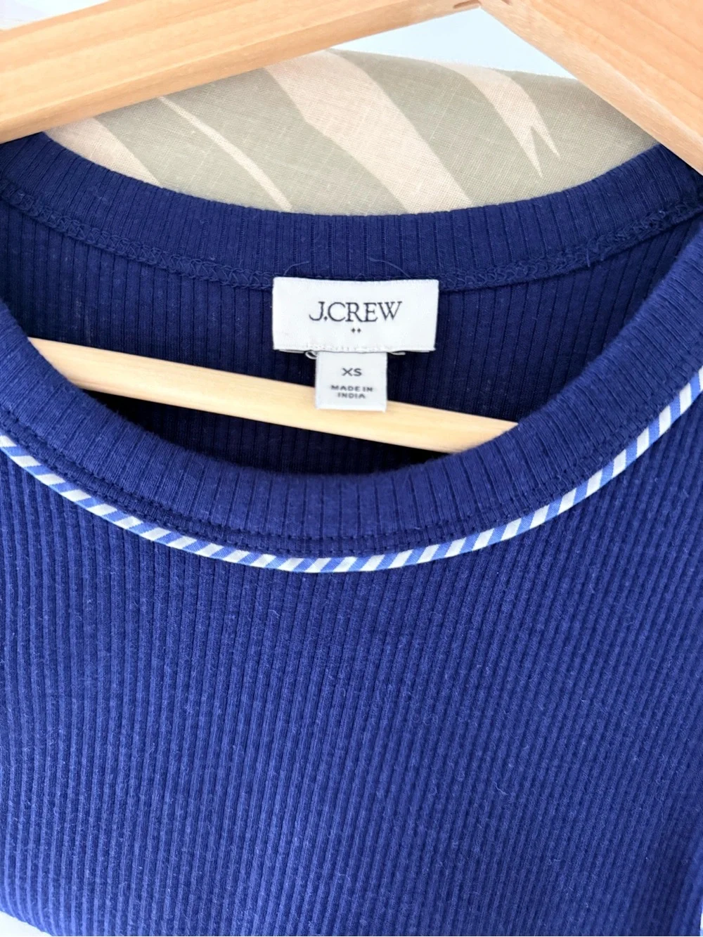J Crew Navy top and blue Striped Tie-Waist Midi Skirt with pockets